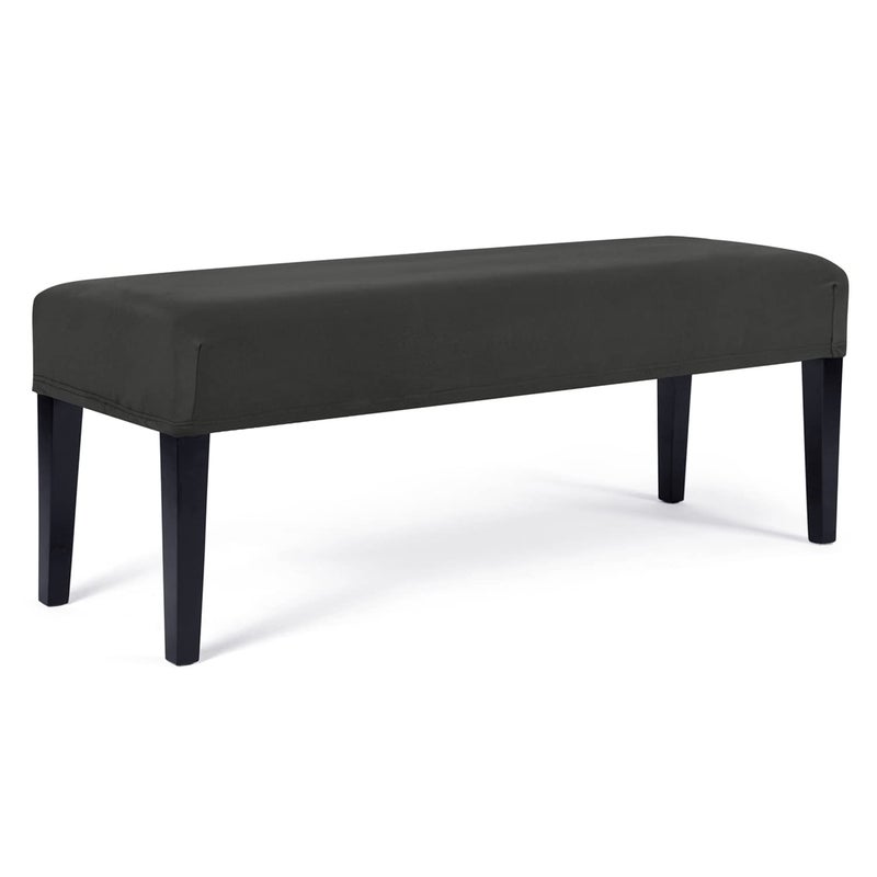WOMACO Dining Room Bench Covers Stretch Spandex Upholstered Bench Seat Cushion Slipcovers for Kitchen Dining Bench Seat Protector (Dark Gray, Medium) - Image 1